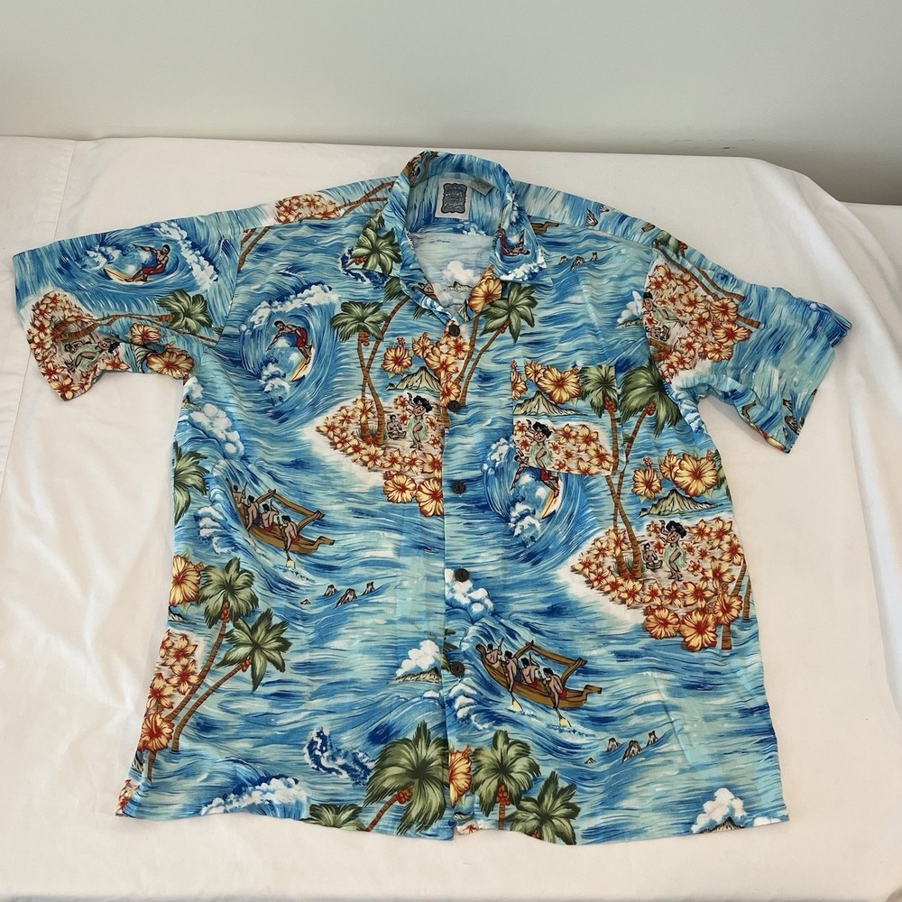 VINTAGE OCEAN CURRENT Original Surf Hawaiian Shirt Size Large
